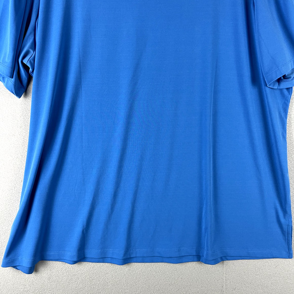 Susan Graver Tunic Top Womens 3X Liquid Knit Blue Puff Shoulder Stretch Casual - Picture 12 of 14